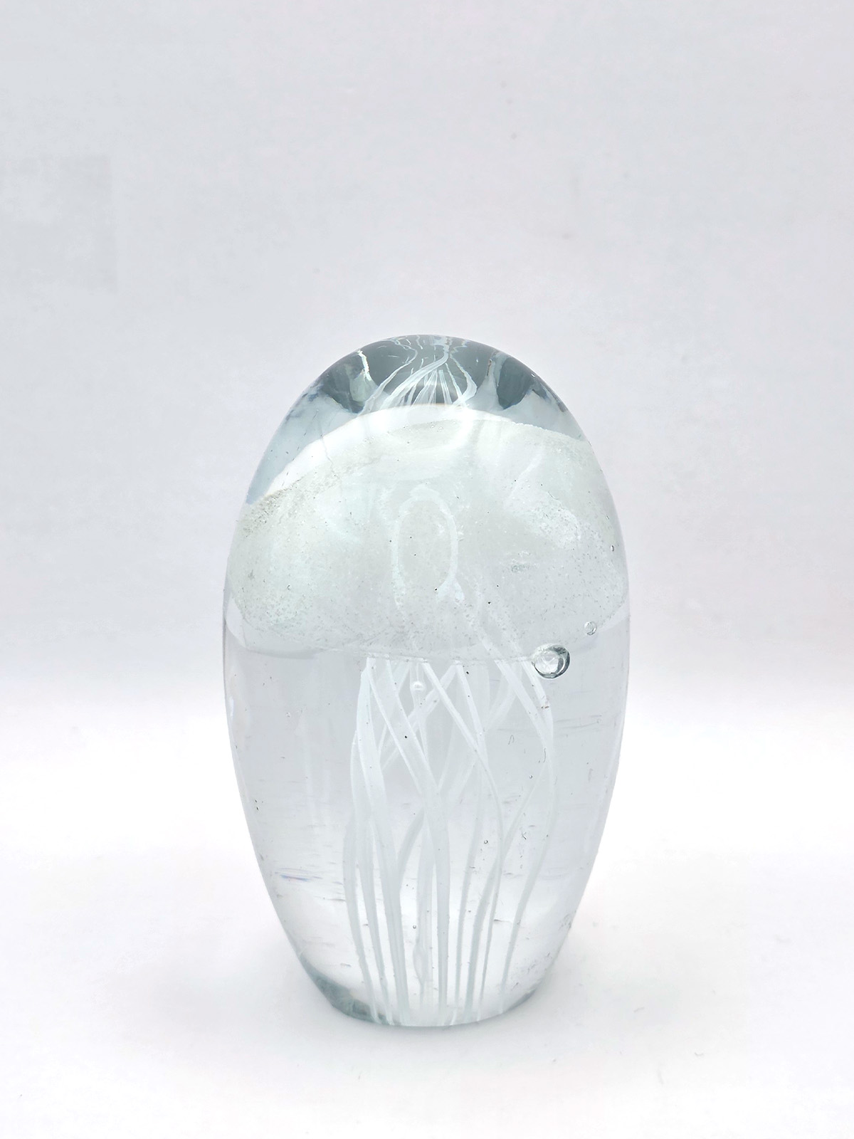 p8-paperweight-glas-onthewall-decoratie Glazen paperweight met witte kwal - p8 - Afbeelding 1