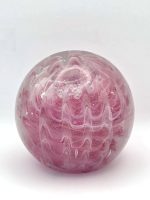Glazen paperweight roze golfpatroon - p9