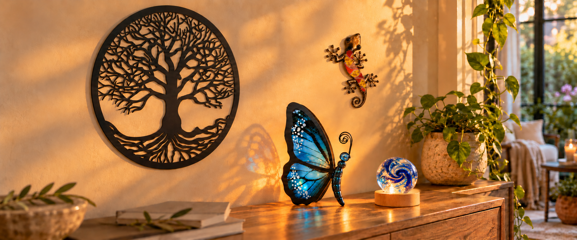 Onthewall decoratie levensbomen paper weights waxinelicht houders salamanders